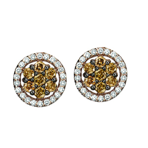 14 K Brown Diamond Earrings 1/2 ctw - Oro Diamante